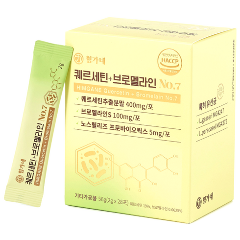 힘가네 퀘르세틴 브로멜라인 No7 특허 유산균 노스릴리즈 환절기 케르세틴, 28개, 2g
