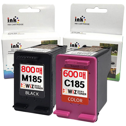 삼성 호환잉크 세트 INK-M185XL C185XL 대용량 SL-J1780W SL-J1780DW SL-J1785W SL-J1680 SL-J1683 SL-J1685 M185 C185, 1세트, 검정+컬러