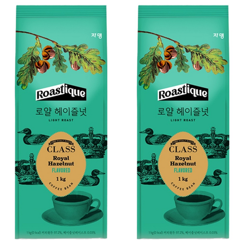 쟈뎅 클래스 로얄 헤이즐넛 원두, 홀빈(분쇄안함), 1kg, 2개