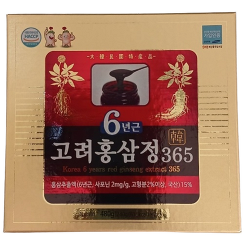 6년근 고려홍삼정365/ 액상 240g x 2병 (480g), 1박스, 480g