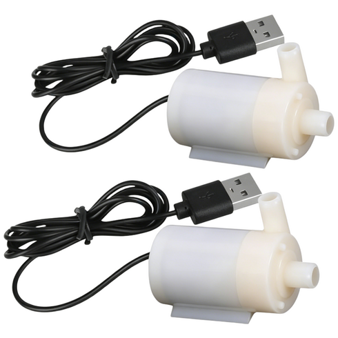 USB 미니 잠수펌프 2개입 DC3-5V 소형 워터펌프 어항 분수 양액재배 정원 DIY 수중펌프, 2개, 0.8W