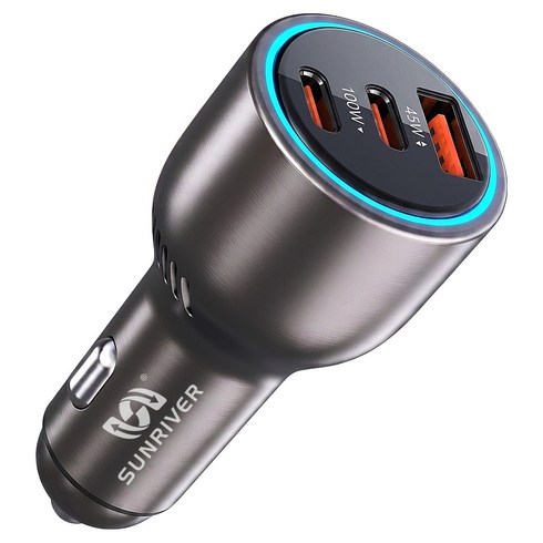 SUNRIVER 선리버 100W 초고속 차량용 충전기 아이패드 갤럭시탭 태블릿 초고속 시거잭 멀티 충전기+240W 충전 데이터 케이블 세트 스마트폰 노트북, 3포트, C1