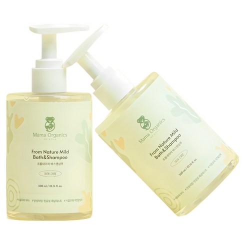 마마오가닉스 자연 유래 올인원 아기 유아 바디 워시 라벤더 순한 약산성 바스앤샴푸, 2개, 300ml