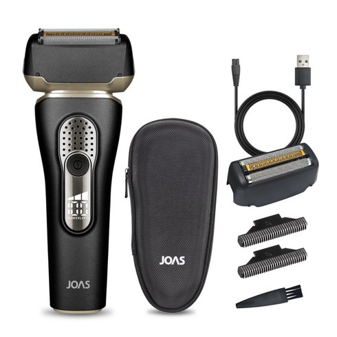 조아스 티타늄코팅 3중날 방수 전기면도기, JS-7100, 블랙, 골드