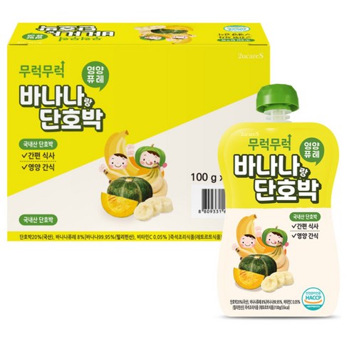 이유케어스 유아용 무럭무럭 과일퓨레 7p, 혼합맛(바나나/단호박), 1개, 700g