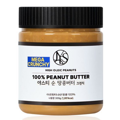 야스티 순 땅콩버터 크런치 100% 무첨가, 1개, 300g