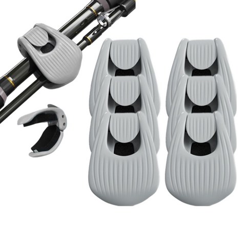 e편한낚시 루어 낚시대 고정 홀더 로드 보호 클립, 6개, 그레이