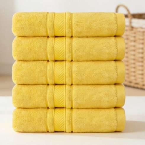 연화삼월 호텔 수건 40수 150g 고급 코튼 타월 10장 흡수력 좋은 먼지없는 두꺼운 수건 오코텍스 인증 470GSM 호텔수건, 5개, 08옐로우