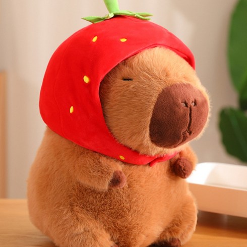 [kc인증 완료! 안심구매] Seonsi home 보들보들 카피바라 인형 어린이 좋아한 선물인형, 딸기 카피바라, 1개, 22cm