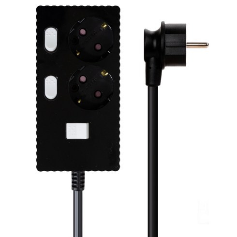 파워존 4000W 고용량 웨이브 개별스위치 2구 멀티탭 과부하차단 멀티콘센트 50cm 1.5m 3m 5m 7m, 개별스위치 2구3m 블랙, 1개, 개별 2구 블랙