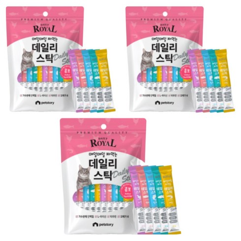 펫스토리로얄 펫스토리 고양이 프리미엄 데일리스틱 짜먹이는 간식 30p, 콤보, 450g, 3개