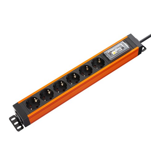 파워존 유커먼 4000W 고용량 알루미늄 6구 멀티탭 누전차단 서버탭, 브릭오렌지, 3m, 1개