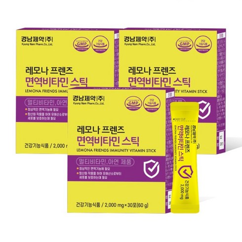 경남제약 레모나프렌즈 면역비타민 스틱 멀티비타민+아연, 90개, 2g