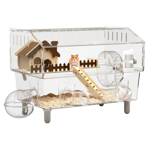 대형 햄스터 리빙박스 고화질 투명 햄스터 케이지 아크릴 햄스터집, 투명하다, 1개