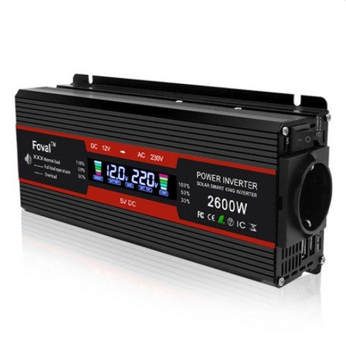 루앤 차량용 LCD 인버터 2600W 유사계단파 220V 60hz 한국형 KC인증, 블랙 전압 24V, 1개
