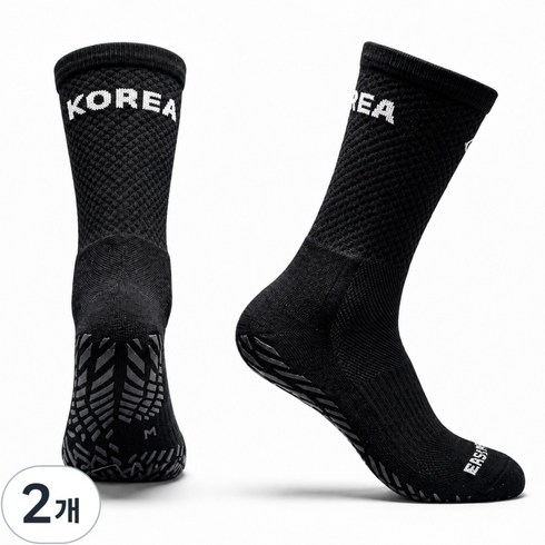 이지로치 논슬립 양말 축구 풋살 국가대표 하프삭스, 2개, 엘리트 국대 KOREA 블랙