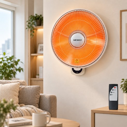 넥스코 한솔일렉트로닉스 벽걸이 하이라이트 선풍기형 전기히터 40cm + 리모컨 세트, NKH-W800HL