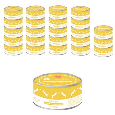 네츄럴코어 고양이 간식 캔, 연어+참치, 95g, 24개
