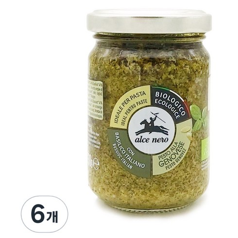 알치네로 유기농 바질 페스토 제노비스, 130g, 6개