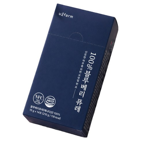울팜 100% 블루베리 퓨레 NFC 14포, 2박스, 210g