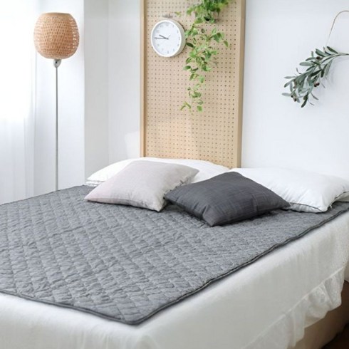 리치한일 EMF 탄소매트 국내생산 전자파없는 전기요 전기매트 프리미엄 장판 온열, 180 x 135 cm 퀸 (2인이상), 그레이