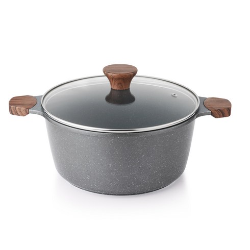 SENSARTE 마블 코팅 논스틱 양수냄비( IH인덕션 사용 가능), 1개, 그레이, 24cm