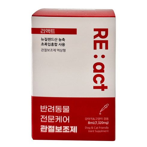 조인트커넥션 강아지 고양이 관절 슬개골 액상 드랍 보조제 영양제 액상형 리액트 리엑트, 1개, 뼈/관절강화, 30회분
