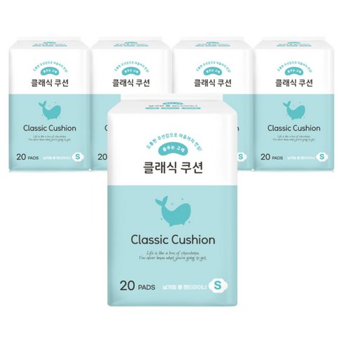 춤추는고래 날개형 롱 팬티라이너 20P X 5팩 /100매, 5개, 20개입