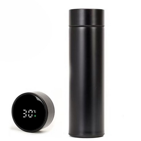 감성리빙 스마트 온도표시 보온 보냉 텀블러, 1개, 500ml, 블랙