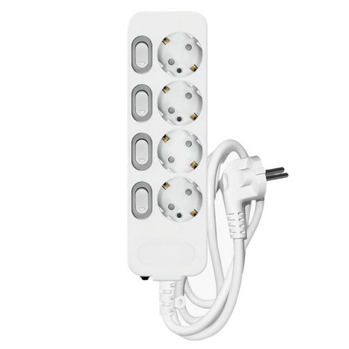 개별스위치 고용량 4구 멀티탭 3500W 과부하차단, 1개, 4구 화이트, 1.5m