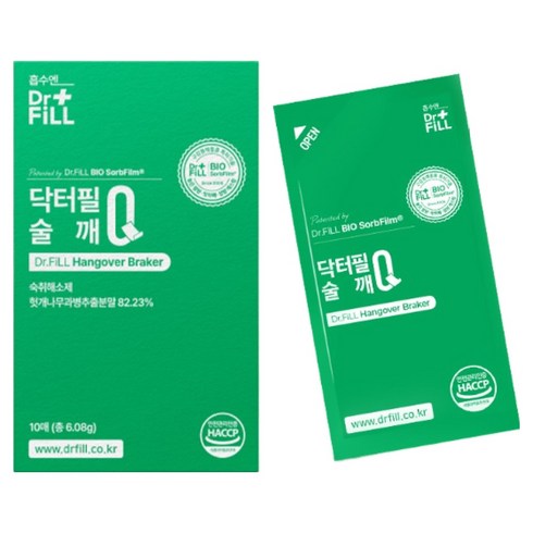 닥터필 술깨Q 숙취해소제 필름 헛개나무 글루타치온 함유 식약청인증 HACCP, 1박스, 6.08g