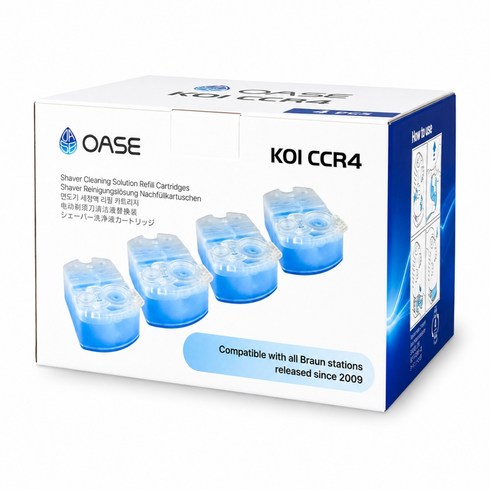 브라운 BRAUN 클린앤리뉴 호환 면도날 세정액 오아세 코이 CCR4, 4개, 블루, KOI-CCR