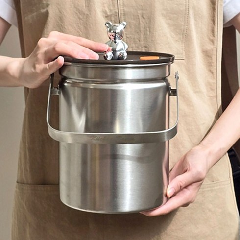 지엔베르그 음식물 쓰레기통 3L 스텐 밀폐 진공 냄새차단 반영구적사용, 지엔베르그 음식물쓰레기통 3L