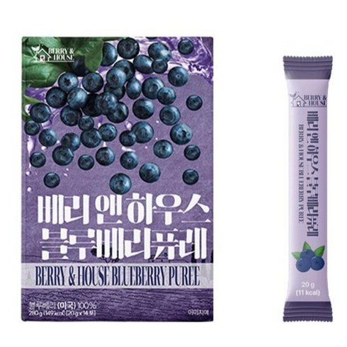베리앤하우스 블루베리 퓨레 미국산 홈쇼핑, 14개, 20g