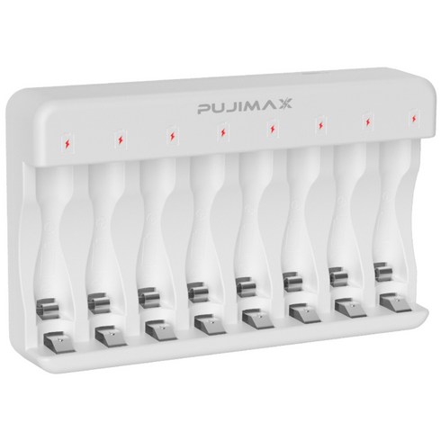PUJIMAX AA AAA 1.2V Ni-MH 충전기 8슬롯 TYPE-C 급속충전 스마트 MCU 제어 LED 완충표시 안전보호 충전배터리 호환 N805, 1개