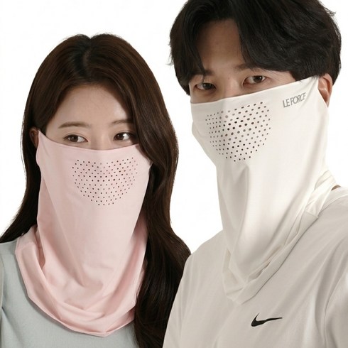 르포스 자외선차단 쿨 스포츠 골프 마스크 1+1, 파우더핑크+화이트, 1세트
