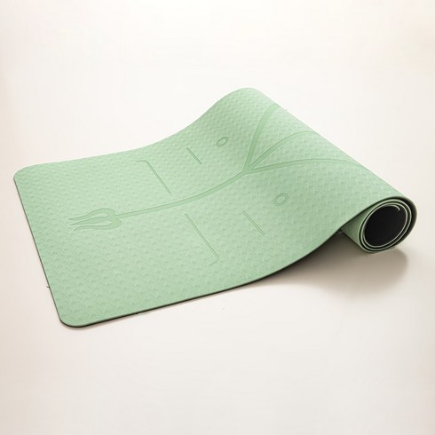 Hommy Nest TPE 요가매트 필라테스매트 와이드 홈트용 안밀리는 방음 충격방지 친환경 냄새없는 6MM HN-YGMTPE11A, 1개, 말차 그린 센터라인