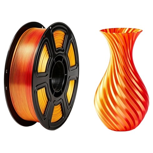 투톤 실크광택 PLA Silk 필라멘트 1.75mm 1kg FDM 3D프린터 소재, 레드 골드/Red Gold, PLA Silk 투톤
