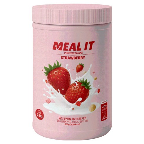 밀잇 식단관리 단백질 쉐이크 딸기맛, 2개, 560g