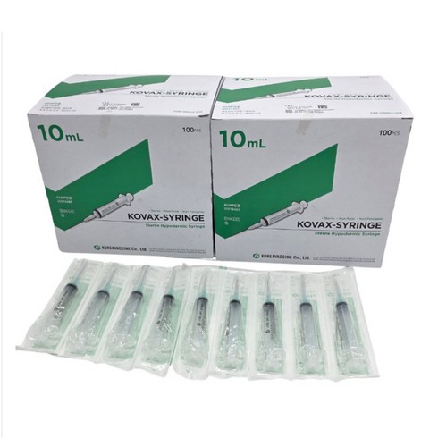 한국백신 일회용 주사기 10ml 21G 11/4" 100개, 1박스