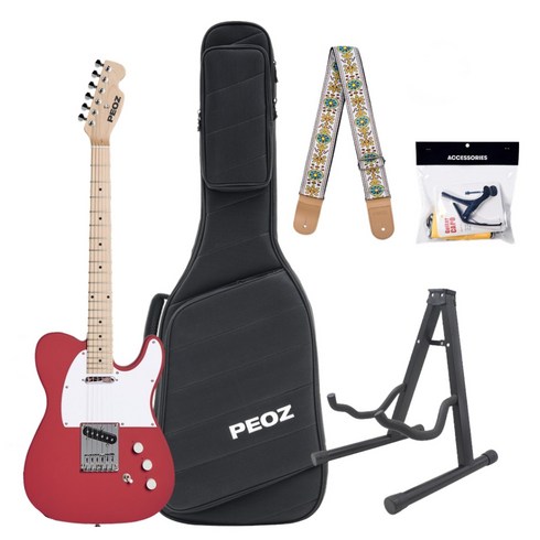 PEOZ 스마트기타 일렉기타 강의무료, 1개, 선릿 모자이크, Pop Red, TR2