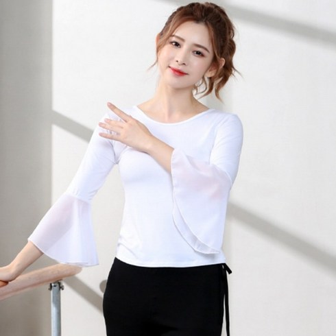 로안 댄스탑 무용 라인 스포츠 댄스복 밸리 벨리