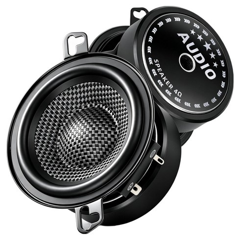 WdiYa 3.5인치 4옴 중저음 흑백 카본 파이버 콘 스피커 피크 출력 600W - 좌우 각 1개 총 1세트, 1박스, YS-325-051