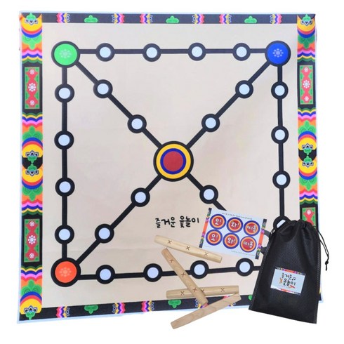 90cm 대형 윷놀이판 세트 추석 설날 단체 전통 민속 놀이, 1개, 전통(패턴)