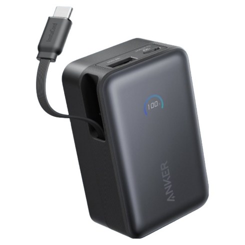 앤커 나노 파워뱅크 10000mAh 45W 보조배터리 고속충전 기내반입 C타입 케이블 일체형 아이폰 노트북 갤럭시, 블랙, A1638