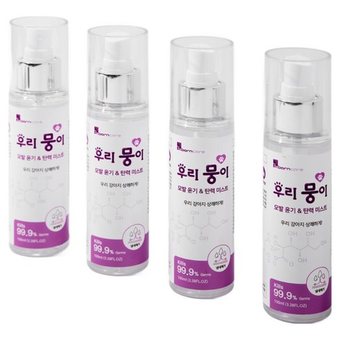 우리뭉이 미스트 100ml x 3개입 강아지 반려동물 애완동물 모발 윤기 탄력 냄새제거 항균 살균 피부질환 개선 진드기 예방 기피효과 탈취 보습, 3개