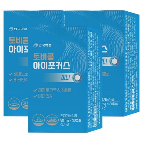 안국약품 토비콤 아이포커스 미니 헤마토코쿠스 추출물 비타민A, 30정, 3개