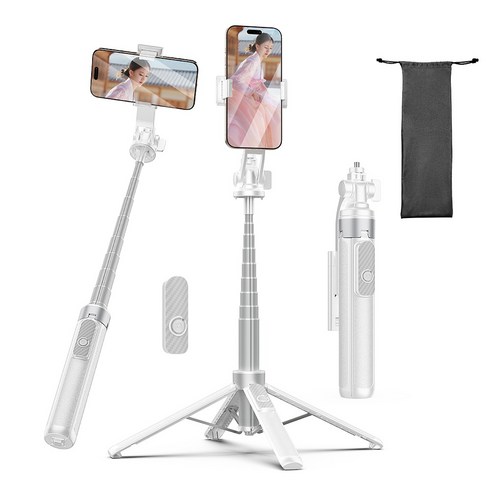 NICESUN 무선 블루투스 스마트폰/카메라/고프로 올인원 셀카봉 삼각대 C타입 리모컨 130cm P13, 화이트, 1개