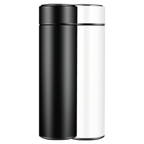 보온 보냉 텀블러 LED 온도표시 스텐 스마트 차량용 보온병 500ml 용량 블랙+화이트 2P