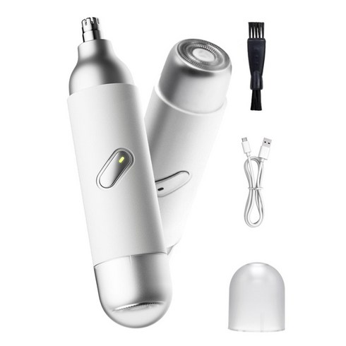 AURRA 2in1 코털 제거기 미니 코털 정리기 남성/여성 전동 코털깎이 콧털제거기 여행용, 흰색, K007
